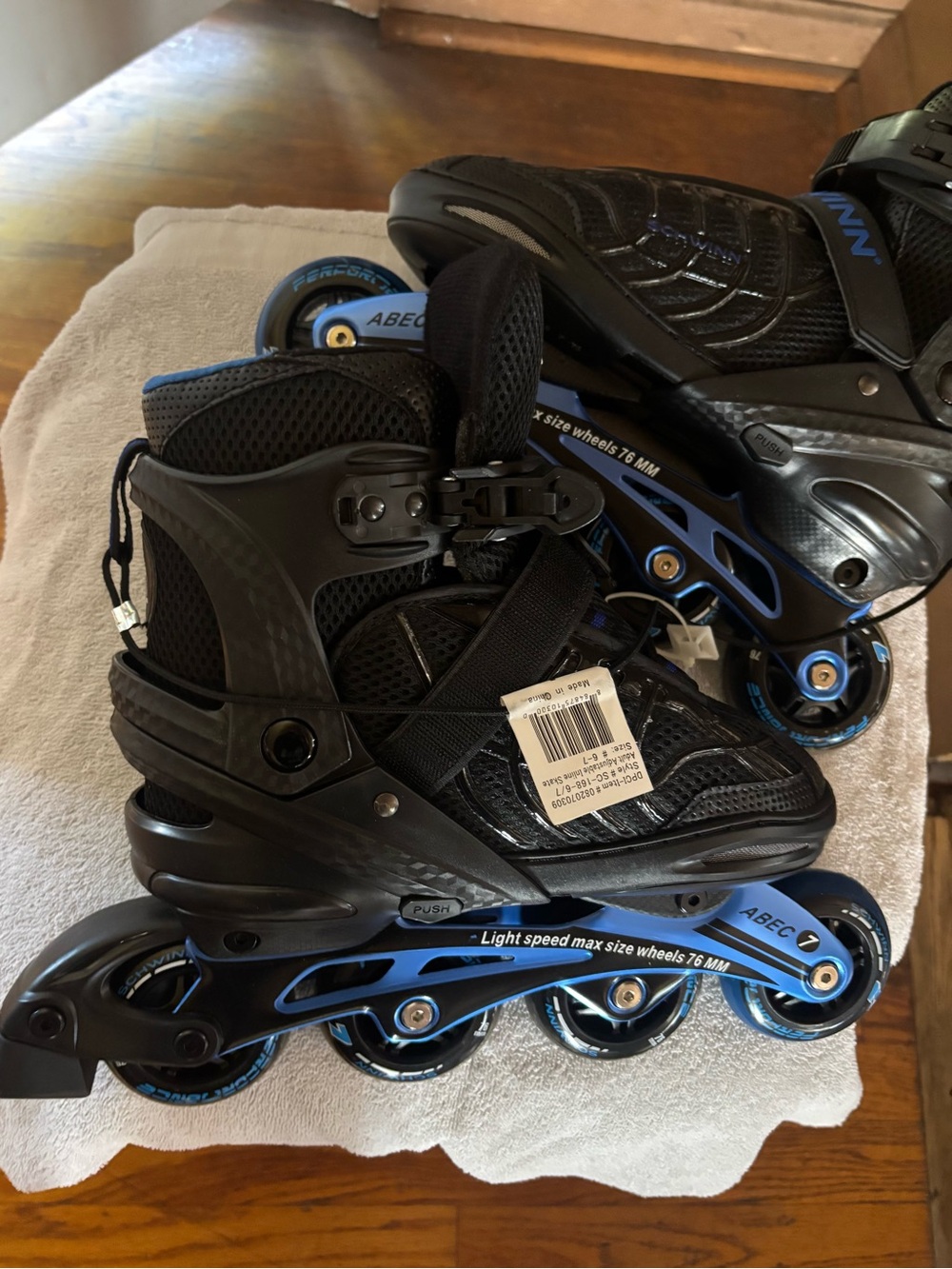 Schwinn Kids Black and Blue Inline Roller Skates - Adjustable Youth Skates